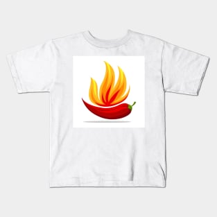 Chili Pepper in Fire Retro Emblem Kids T-Shirt